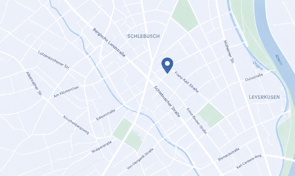 Anfahrt zur Praxis in Leverkusen-Schlebusch